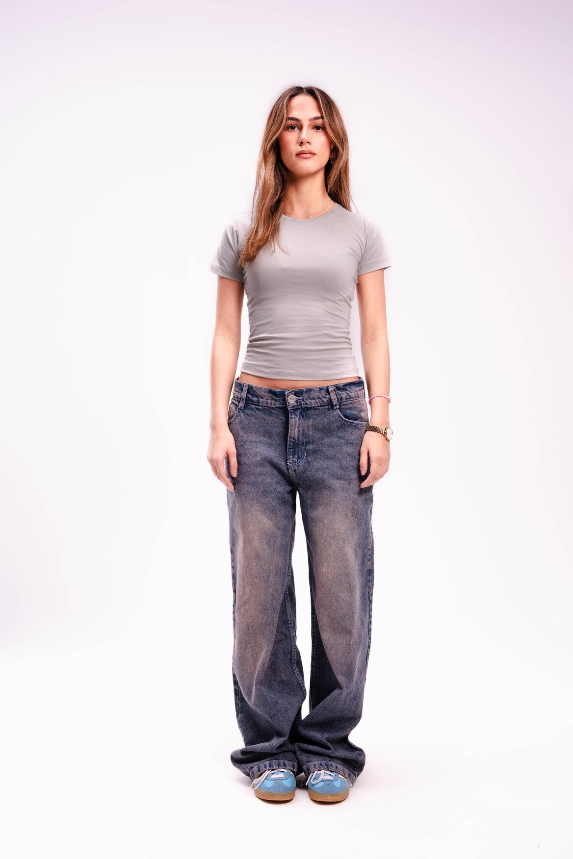 Tight Short Sleeve Top in Light Grey