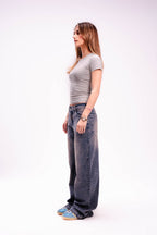 Tight Short Sleeve Top in Light Grey