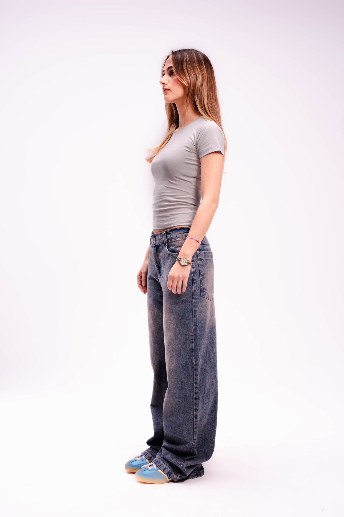 Tight Short Sleeve Top in Light Grey