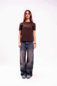 Women Regular Fit T-shirt in Brown