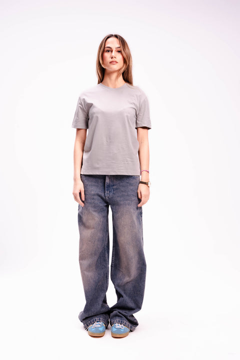 Women Regular Fit T-shirt in Light Grey
