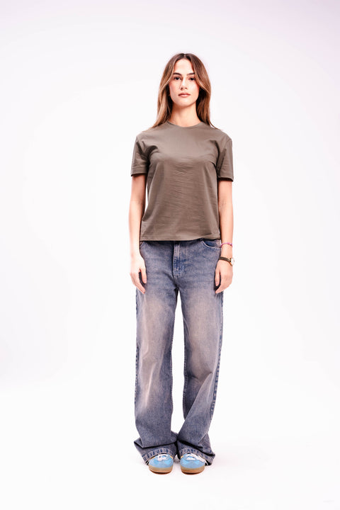 Women Regular Fit T-shirt in Light Olive