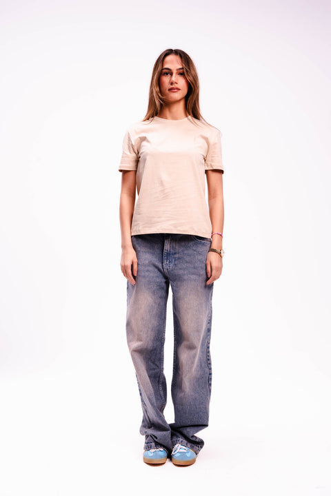 Women Regular Fit T-shirt in Cream