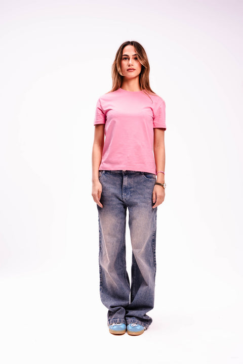 Women Regular Fit T-shirt in Pop Pink