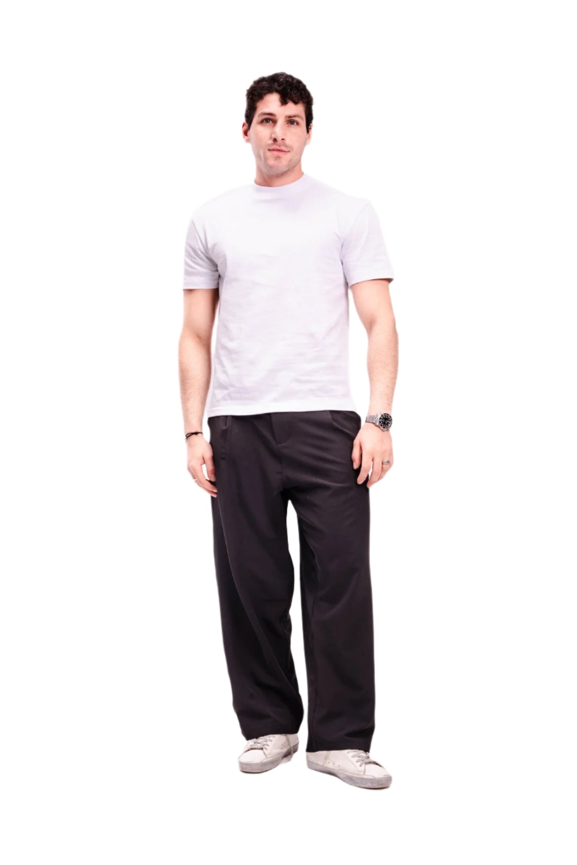 Men Black Pleated Pants
