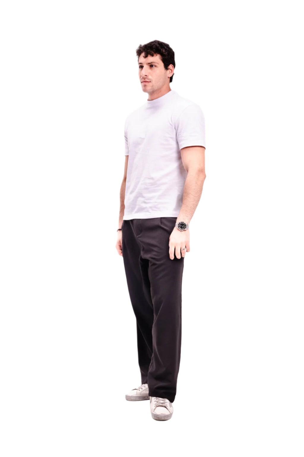 Men Black Pleated Pants