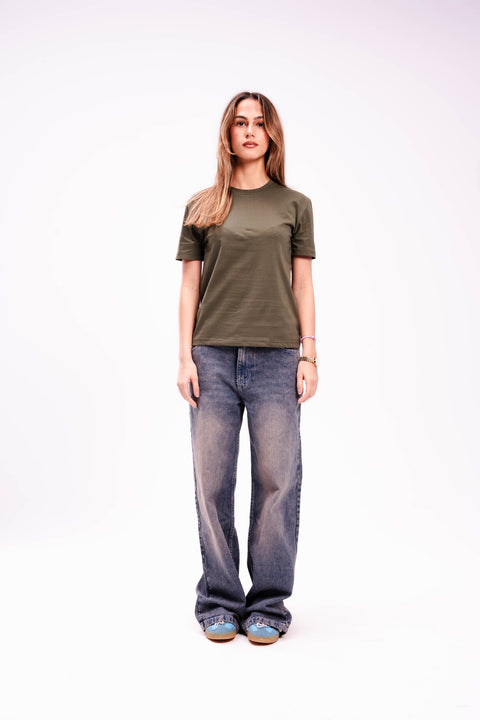Women Regular Fit T-shirt in Dark Olive