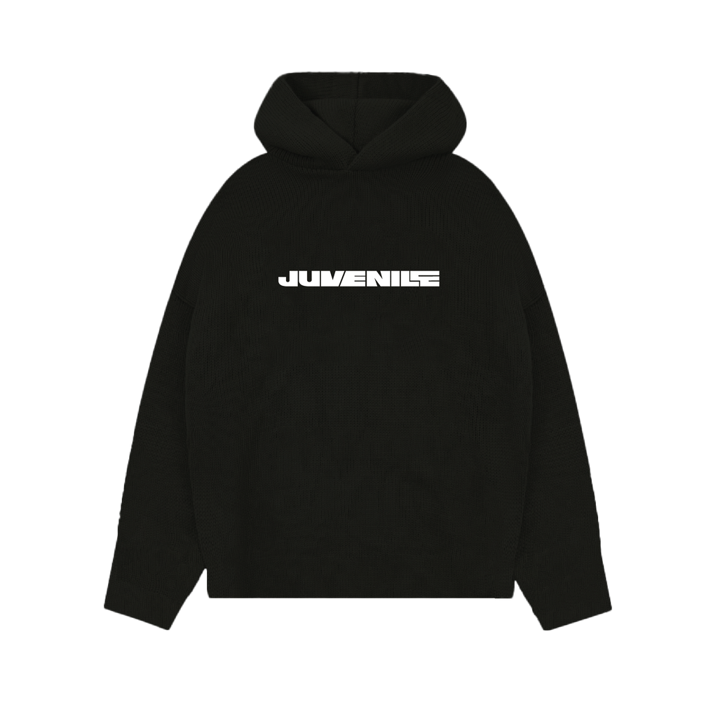 Black Knit Hoodie