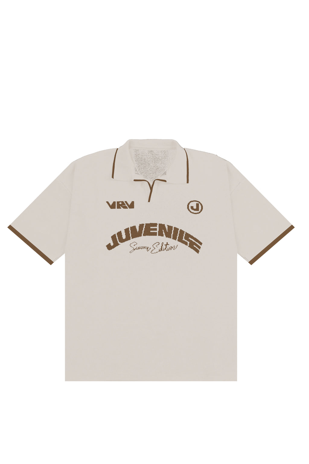 Cream VRV Logo Knitted Tshirt