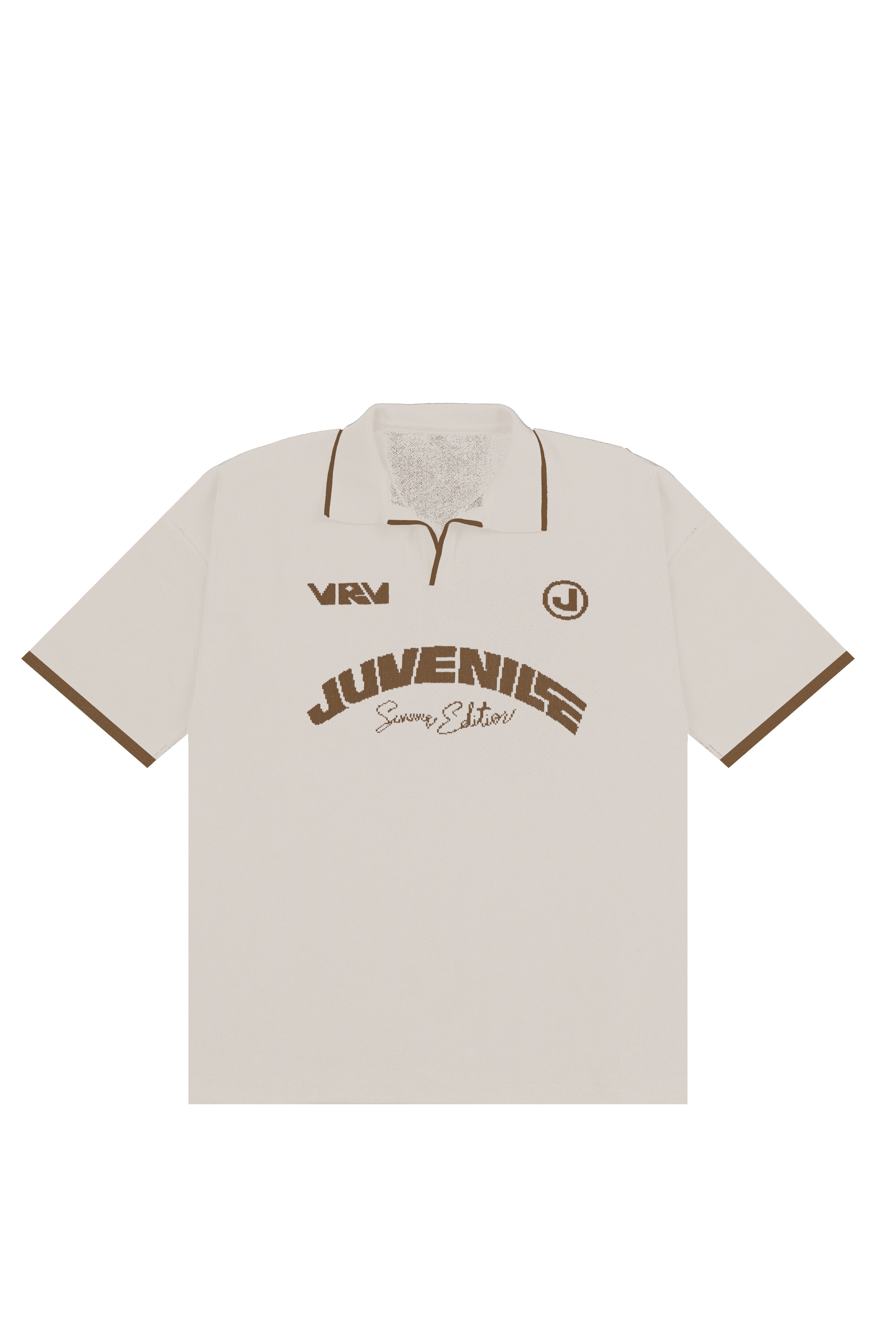 Cream VRV Logo Knitted Tshirt
