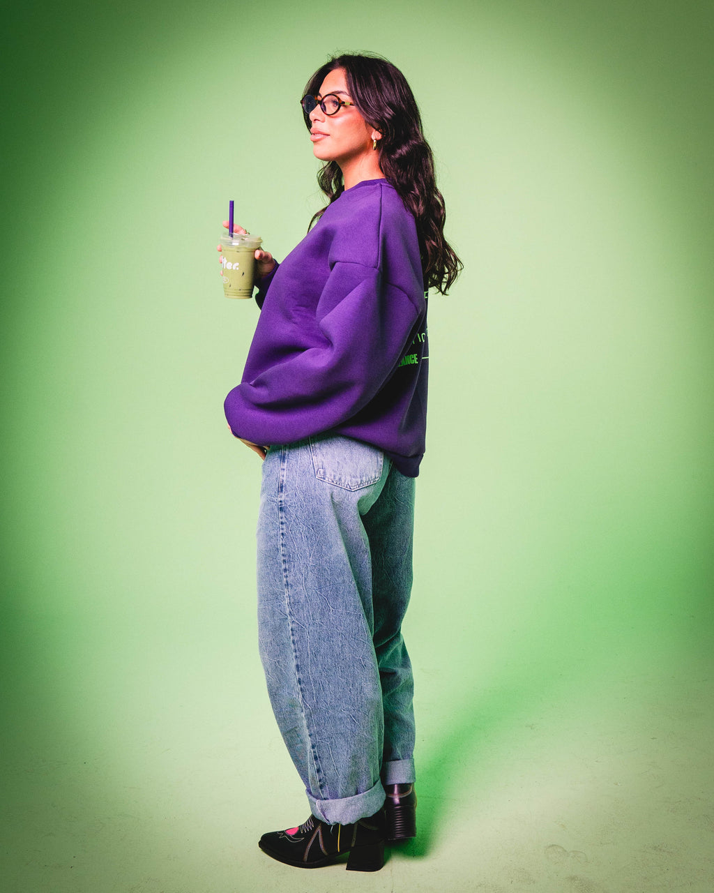 "Balance 0:00" Crewneck in Purple