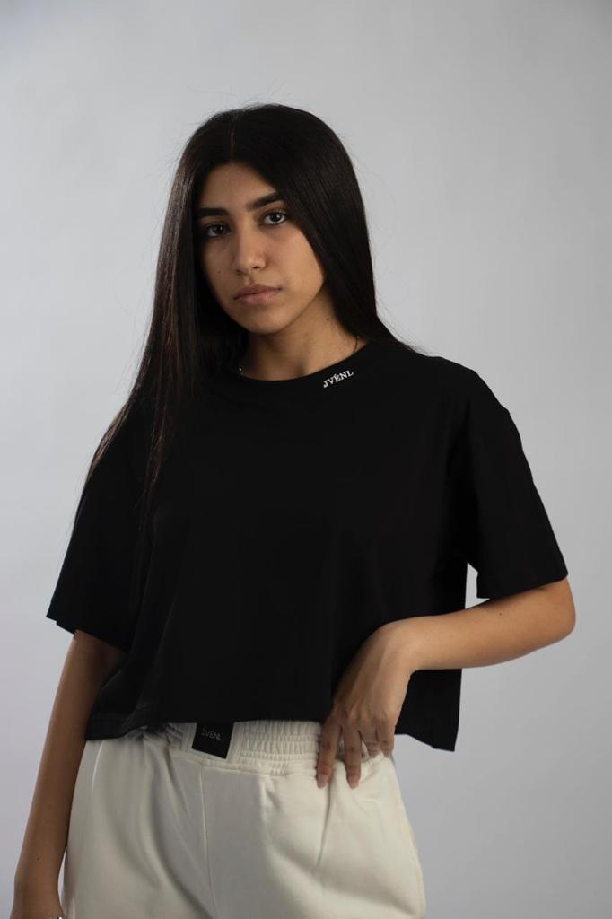 Essential Black Oversized Crop-top
