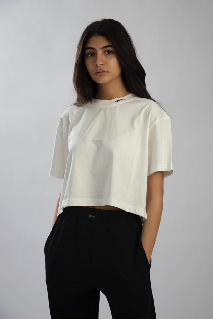 Essential White Oversized Crop-top