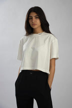 Essential White Oversized Crop-top